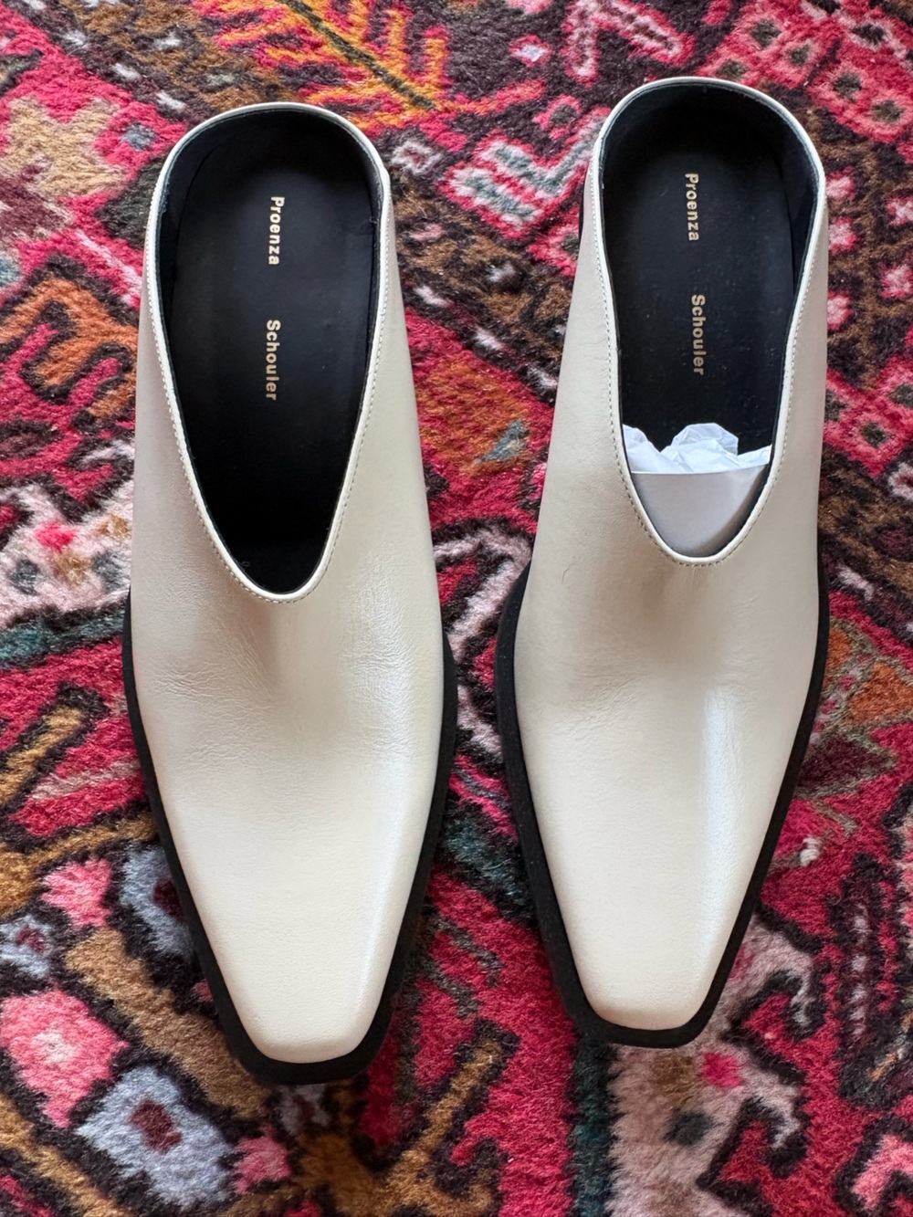 Proenza Schouler Bronco Cream Leather Low-Profile Mule size 39 calf cowboy sabot - Picture 6 of 9